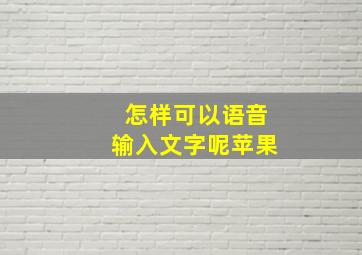 怎样可以语音输入文字呢苹果