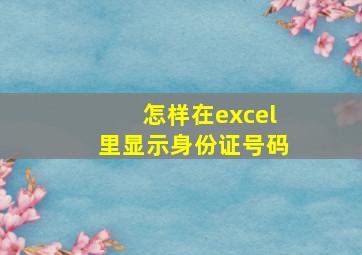 怎样在excel里显示身份证号码