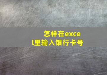 怎样在excel里输入银行卡号