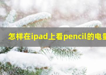 怎样在ipad上看pencil的电量