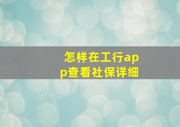 怎样在工行app查看社保详细