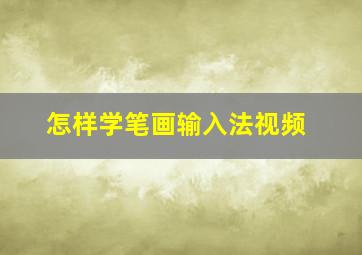 怎样学笔画输入法视频