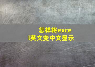 怎样将excel英文变中文显示