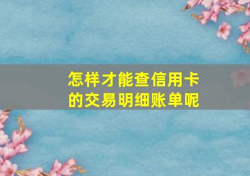 怎样才能查信用卡的交易明细账单呢