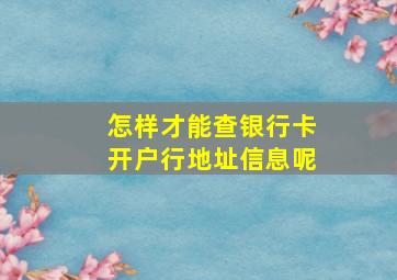 怎样才能查银行卡开户行地址信息呢