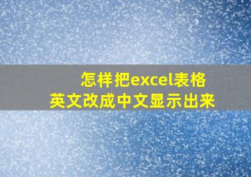 怎样把excel表格英文改成中文显示出来