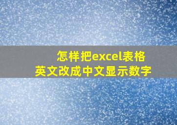 怎样把excel表格英文改成中文显示数字