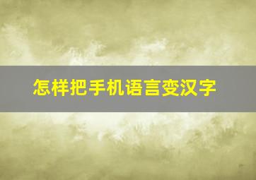 怎样把手机语言变汉字