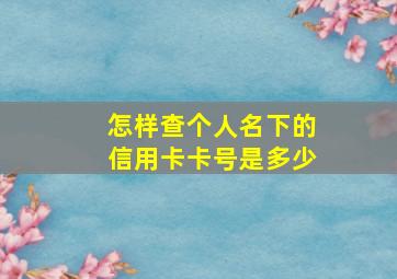 怎样查个人名下的信用卡卡号是多少