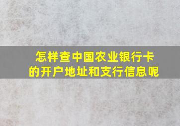 怎样查中国农业银行卡的开户地址和支行信息呢