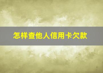 怎样查他人信用卡欠款