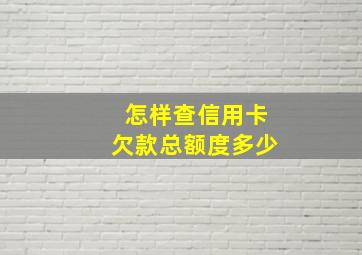 怎样查信用卡欠款总额度多少