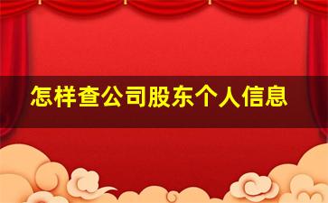 怎样查公司股东个人信息