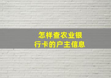 怎样查农业银行卡的户主信息