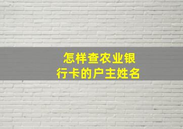 怎样查农业银行卡的户主姓名