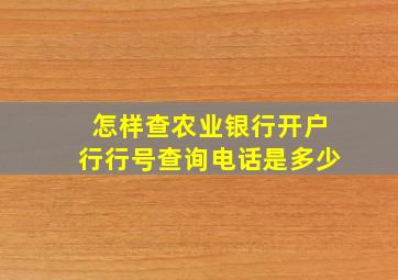 怎样查农业银行开户行行号查询电话是多少