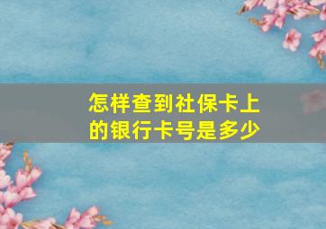 怎样查到社保卡上的银行卡号是多少