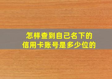 怎样查到自己名下的信用卡账号是多少位的