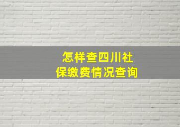 怎样查四川社保缴费情况查询