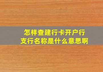 怎样查建行卡开户行支行名称是什么意思啊