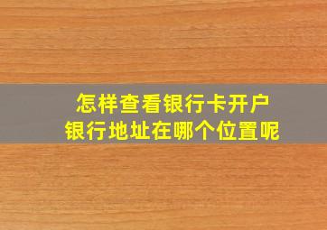 怎样查看银行卡开户银行地址在哪个位置呢