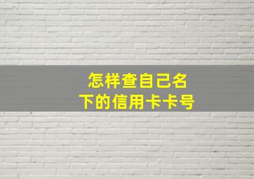 怎样查自己名下的信用卡卡号