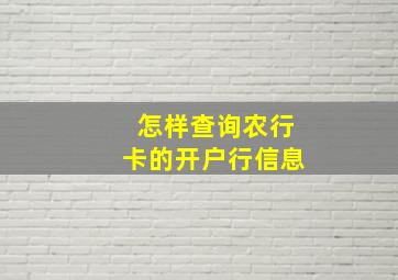 怎样查询农行卡的开户行信息