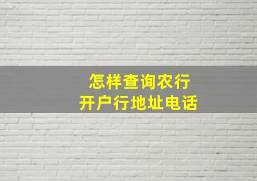 怎样查询农行开户行地址电话