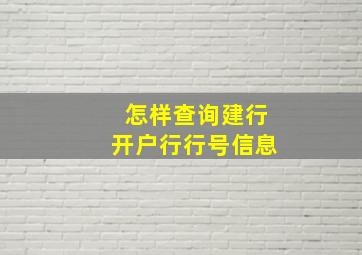 怎样查询建行开户行行号信息