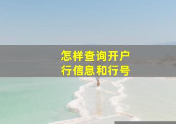 怎样查询开户行信息和行号