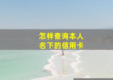 怎样查询本人名下的信用卡