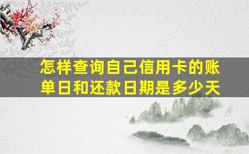 怎样查询自己信用卡的账单日和还款日期是多少天