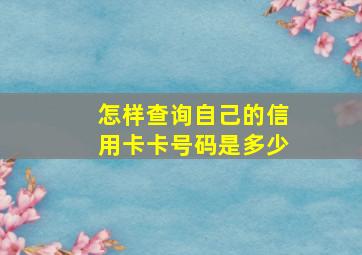 怎样查询自己的信用卡卡号码是多少