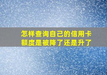 怎样查询自己的信用卡额度是被降了还是升了