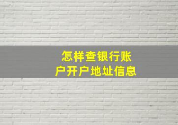 怎样查银行账户开户地址信息