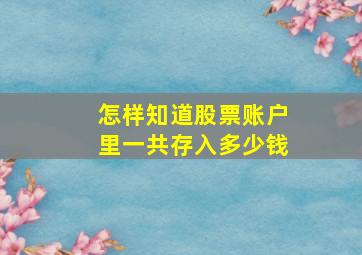 怎样知道股票账户里一共存入多少钱