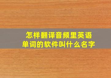 怎样翻译音频里英语单词的软件叫什么名字