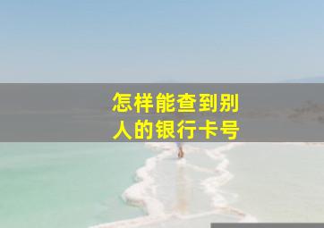 怎样能查到别人的银行卡号