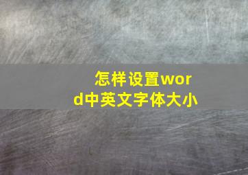 怎样设置word中英文字体大小