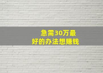 急需30万最好的办法想赚钱