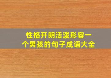 性格开朗活泼形容一个男孩的句子成语大全