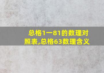 总格1一81的数理对照表,总格63数理含义