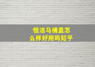 恒洁马桶盖怎么样好用吗知乎