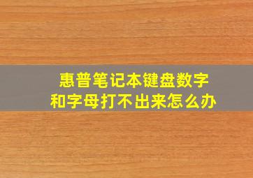 惠普笔记本键盘数字和字母打不出来怎么办