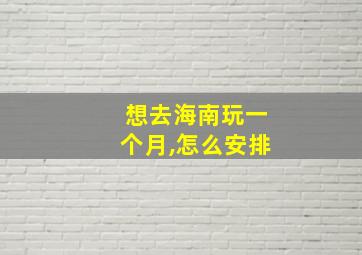 想去海南玩一个月,怎么安排