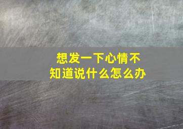 想发一下心情不知道说什么怎么办