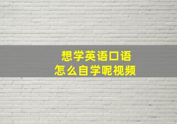 想学英语口语怎么自学呢视频