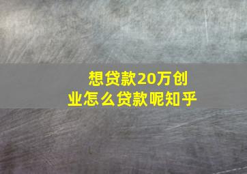 想贷款20万创业怎么贷款呢知乎