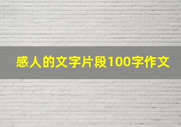 感人的文字片段100字作文