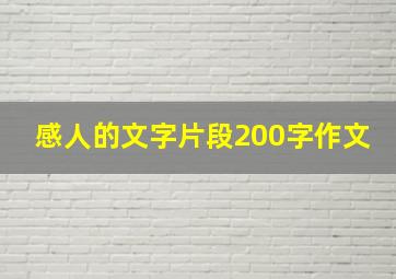 感人的文字片段200字作文